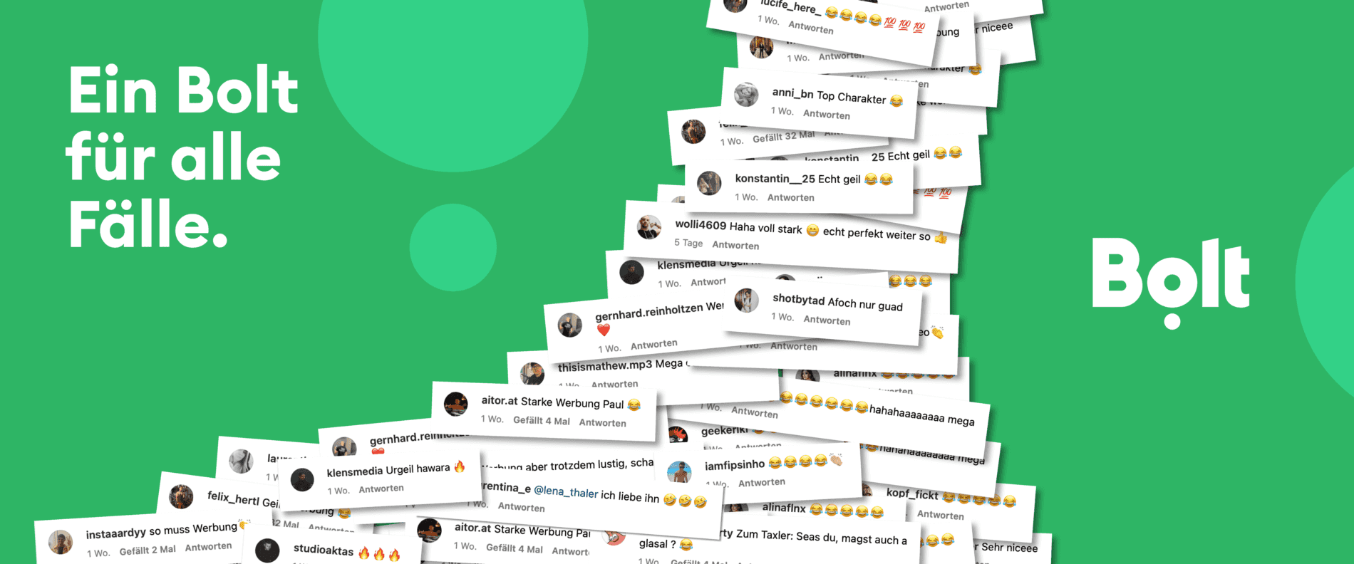 Bolt Social Media Kampagne Kommentare der Instagram User